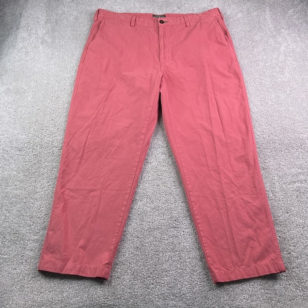 Orvis Pants Men 40 (Fits 40x28) Pink Chino Pima Cotton Flat Front Preppy Classic